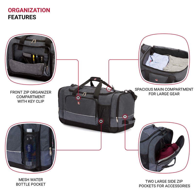 SWISSGEAR حقيبة دفل سويس جير أبيكس للسفر والصالة الرياضية بنظام حبل البونجي - Image 3